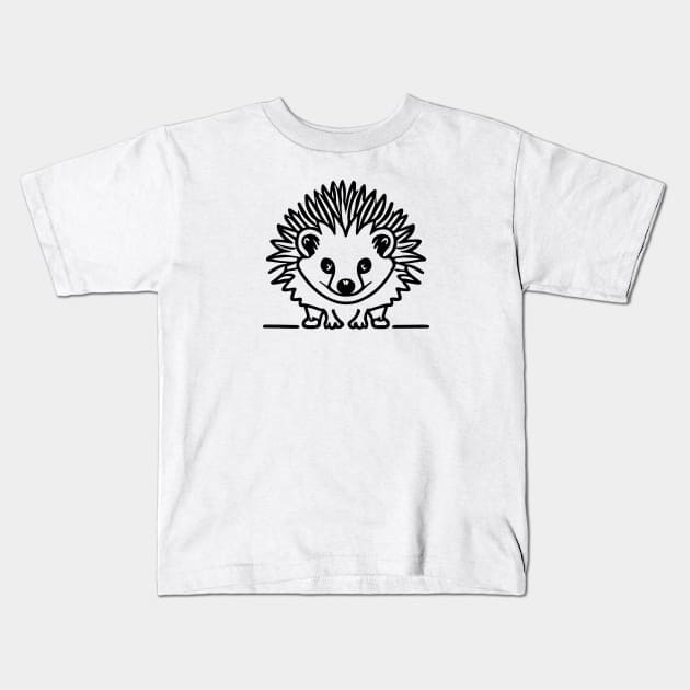 Cute hedgehog Lineart Black and White Kids T-Shirt by ravensart